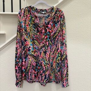 White Birch Bright Fluorescent Abstract Blouse